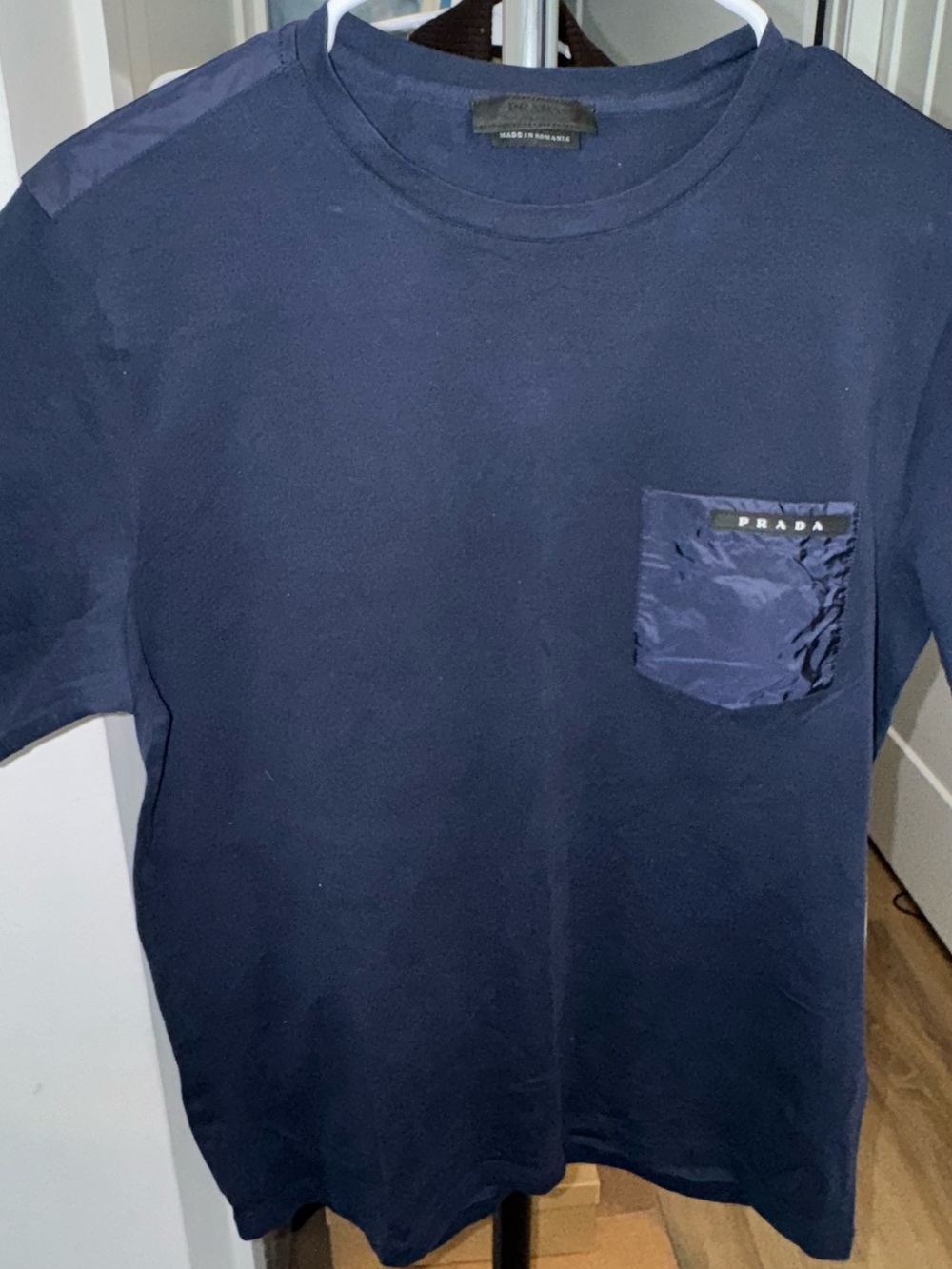 Prada Navy Short-Sleeve Pocket Tee